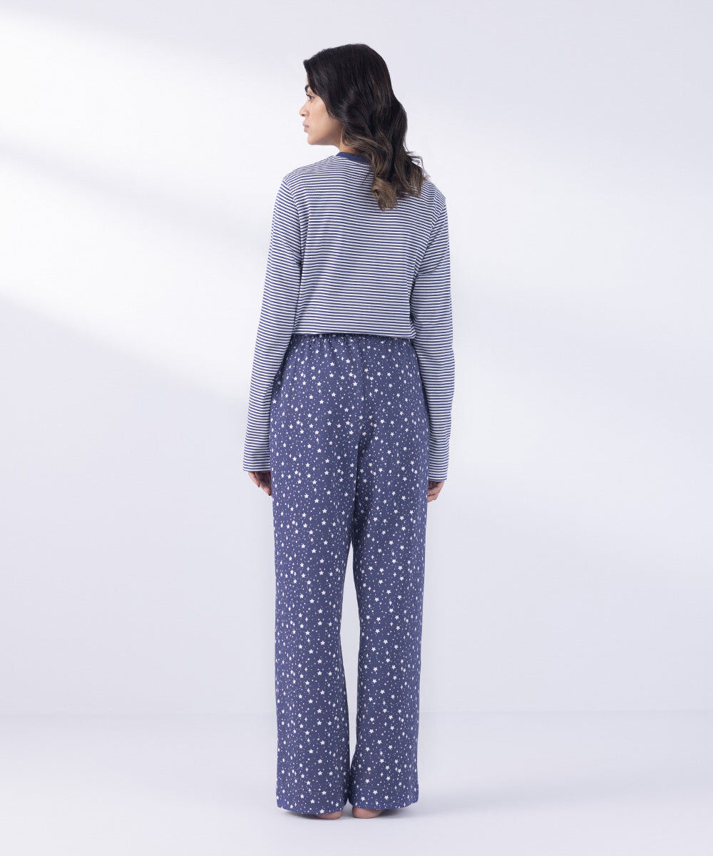Woman - Blue Starry Print Trousers