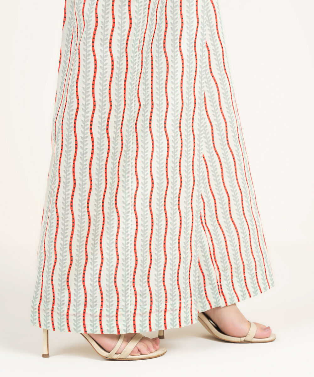 Women's RTW Crosshatch Printed White Culottes