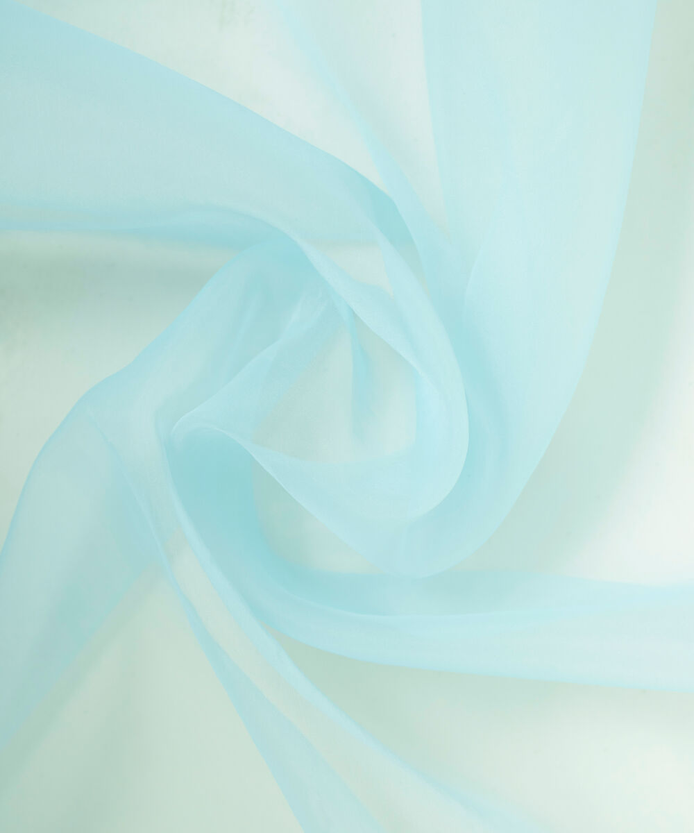 Blended Organza Solid Blue Dupatta