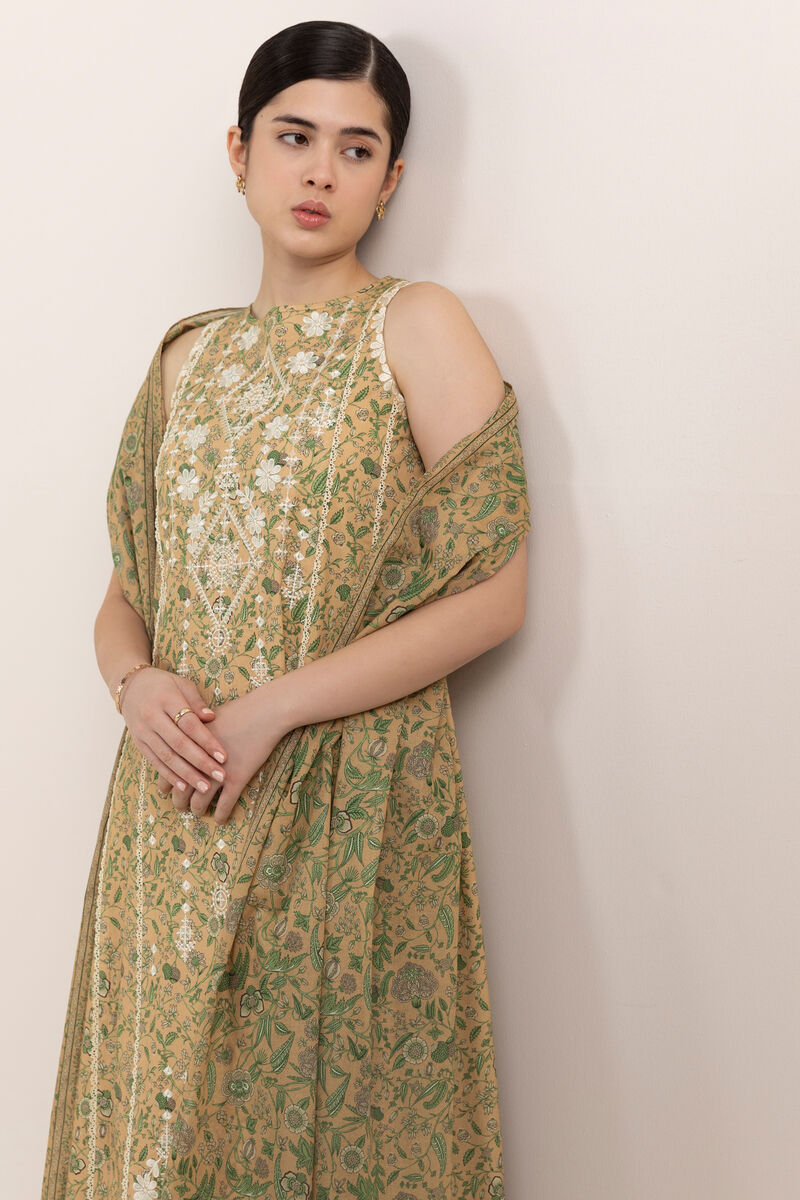 2 Piece - Embroidered Cotton Suit