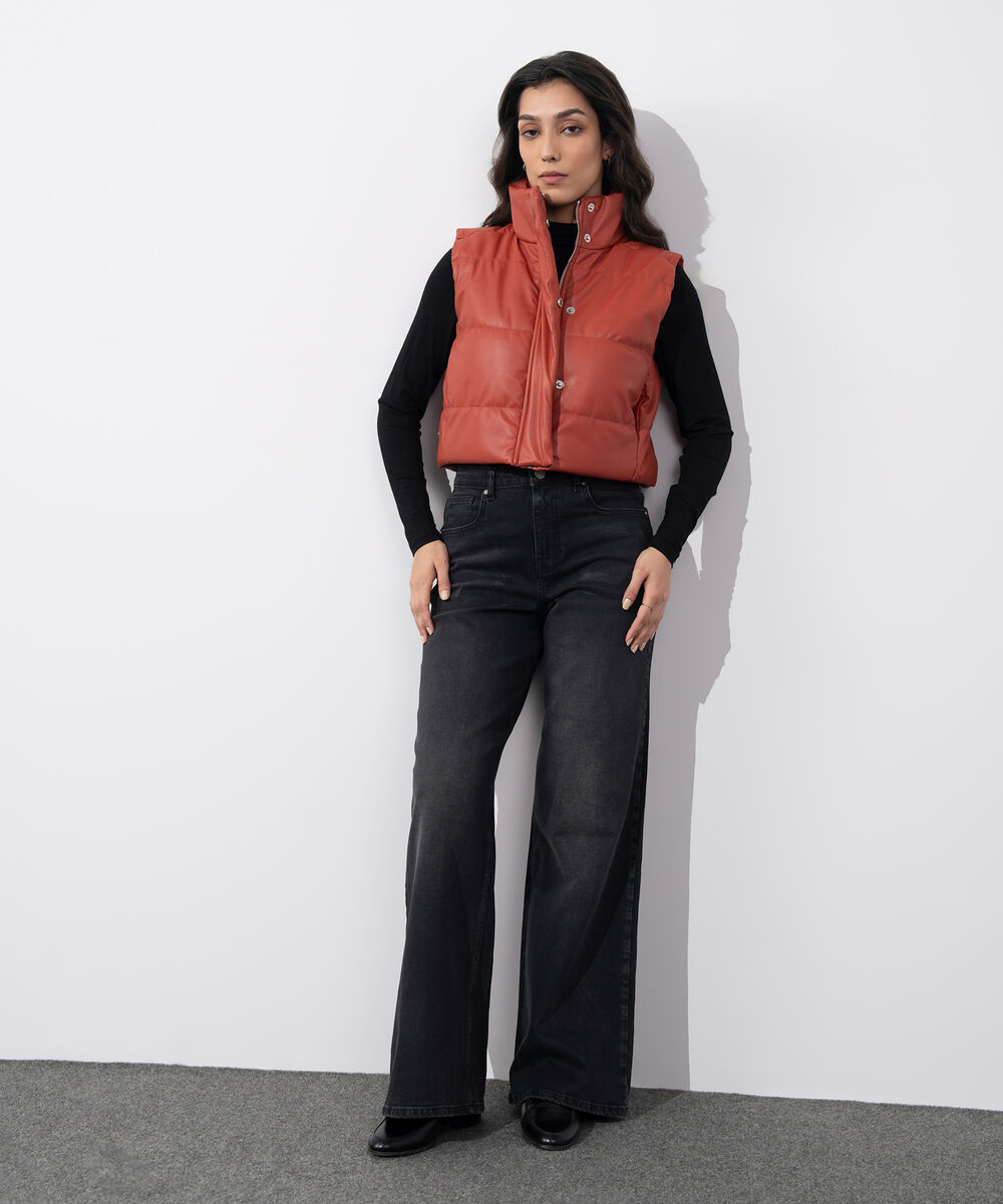 Women's Western Wear Rust Sleeveless Quilted Puffer