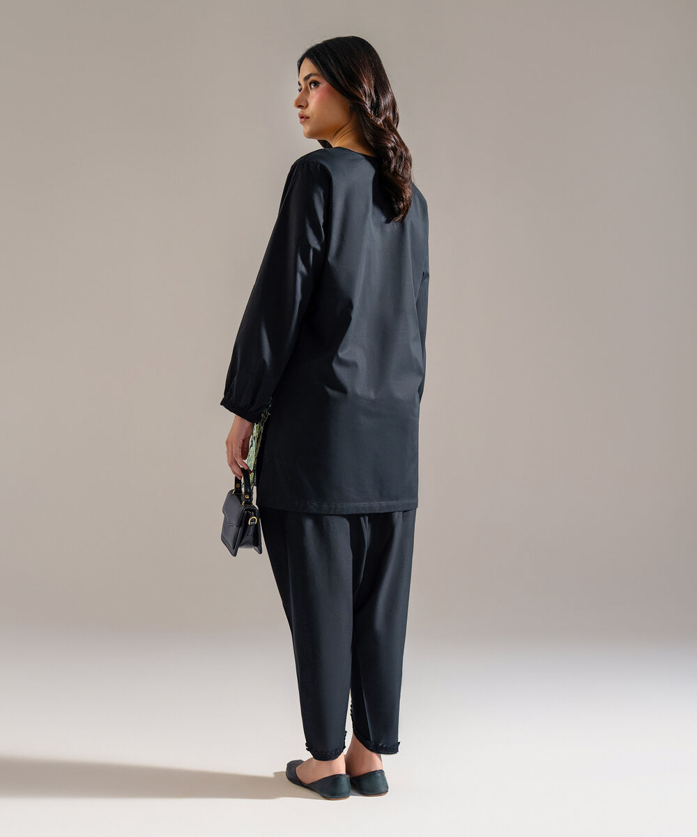 Women's RTW Lawn Embroidered Black 2 Piece Suit