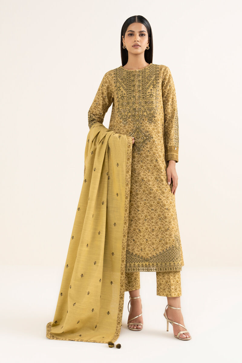 3 Piece - Embroidered Khaddar Suit