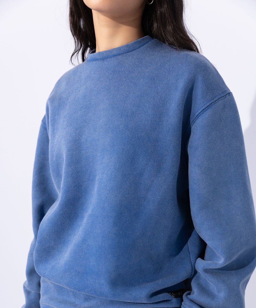 Woman - Blue Unisex Acid Washed Sweatshirt