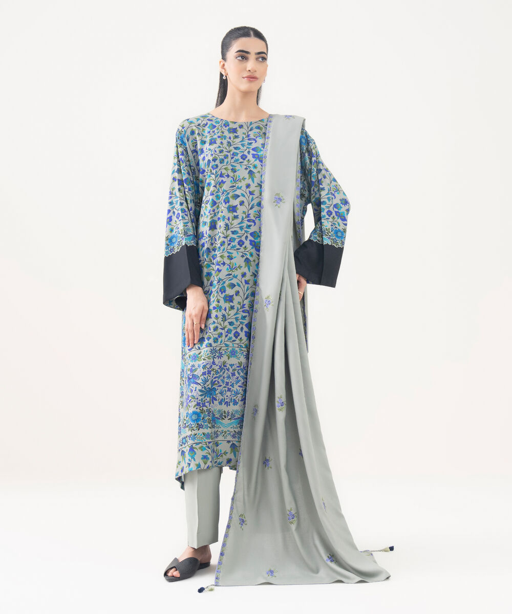 Women's RTW Viscose Linen Green Printed Drop Shoulder Shirt