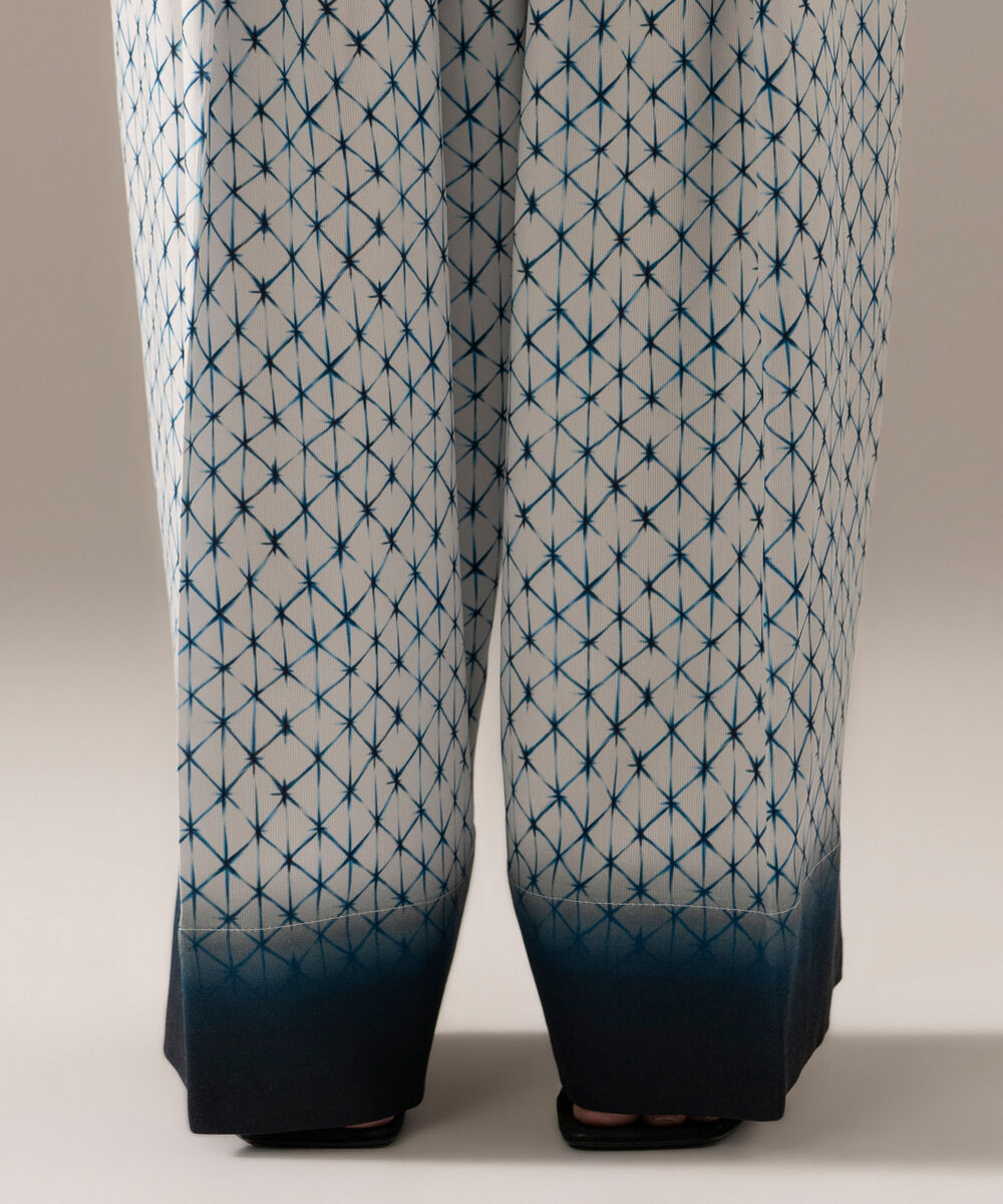 Women's RTW Bedford Printed White Farshi Shalwar