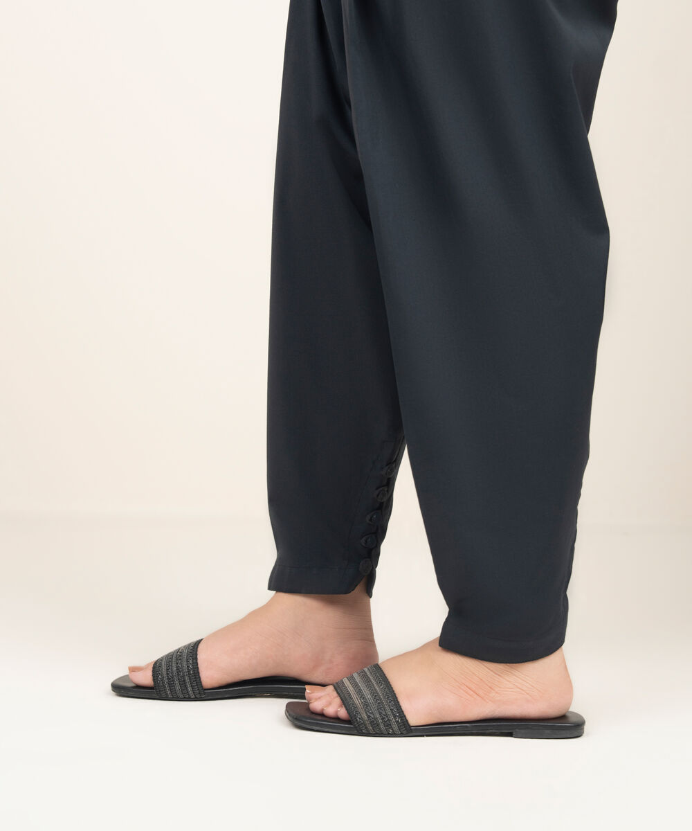 Women's RTW Lawn Solid Black Shalwar