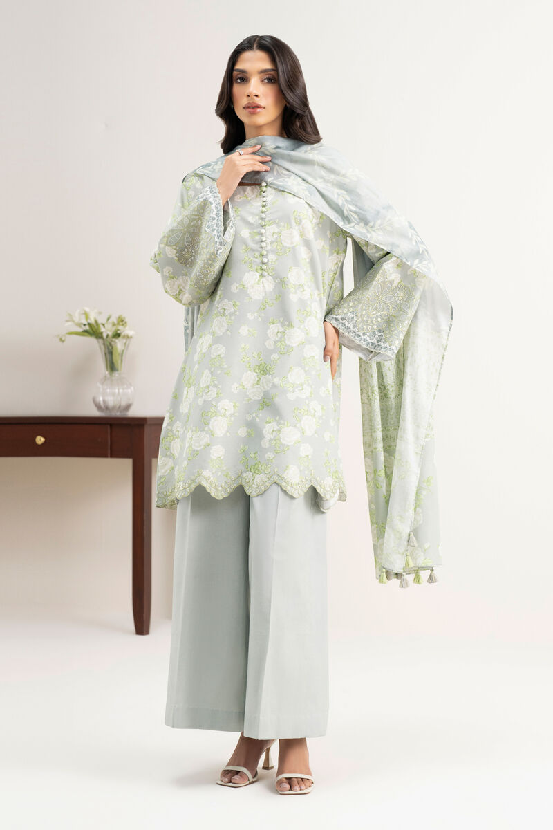 3 Piece - Embroidered Zari Lawn Suit
