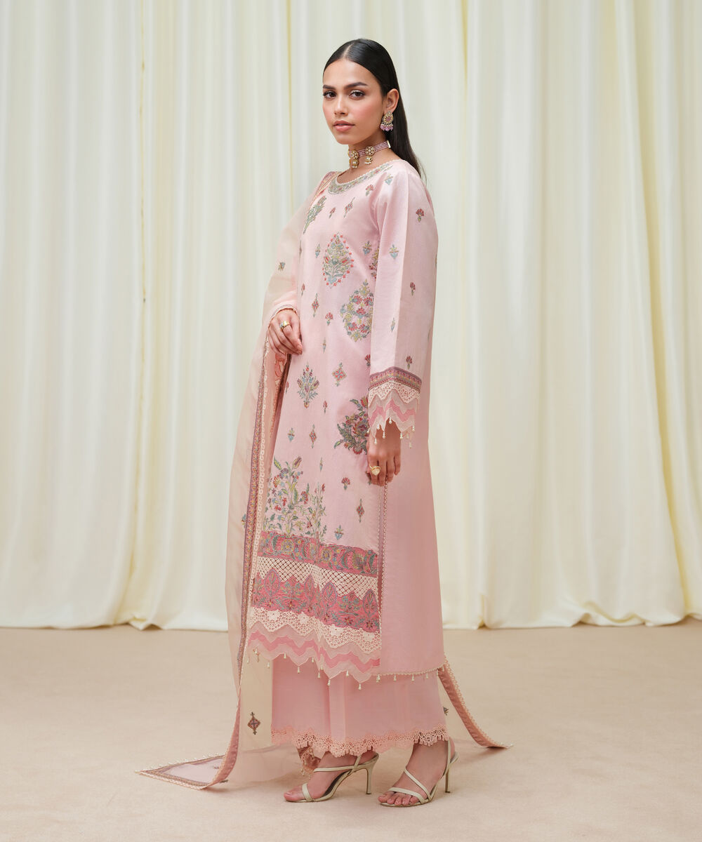 Women's Unstitched Cotton Net Dyed Three Piece Suit