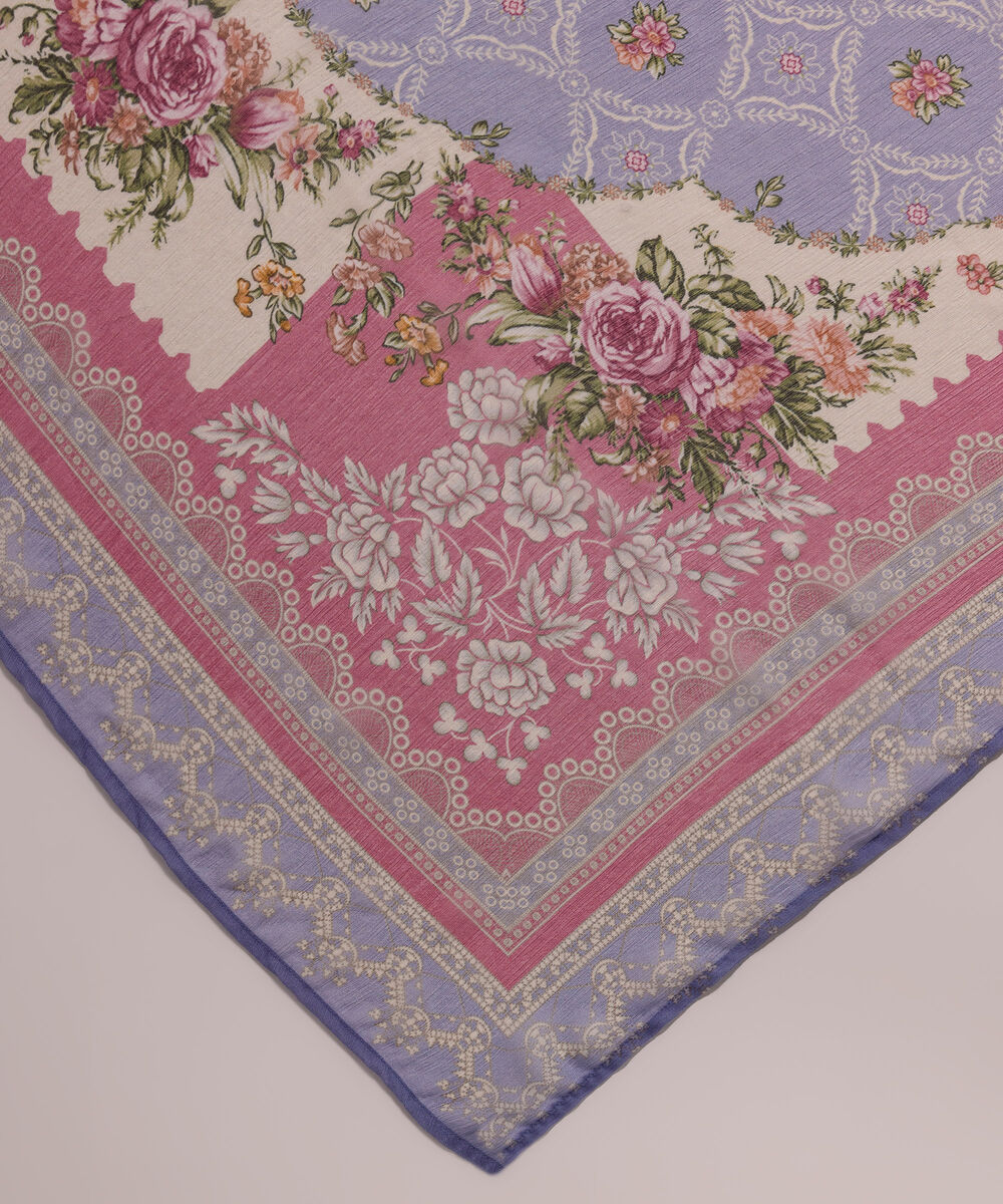 Blended Chiffon Printed Lilac Dupatta