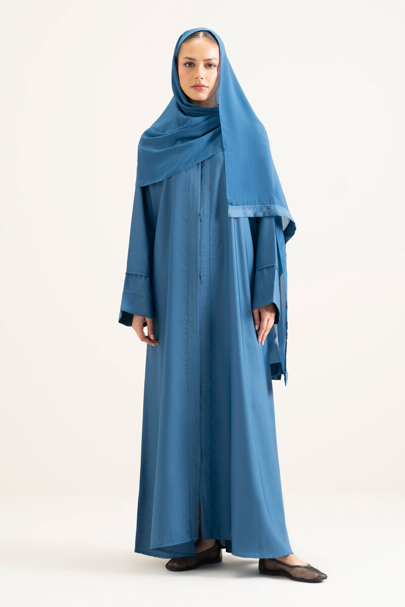 V-Neck Embroidered Abaya Set