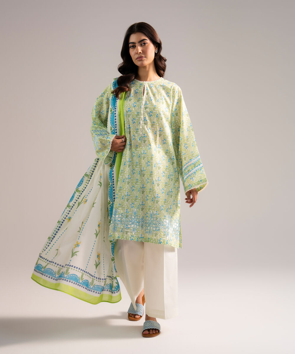 Lawn Printed Off White Dupatta