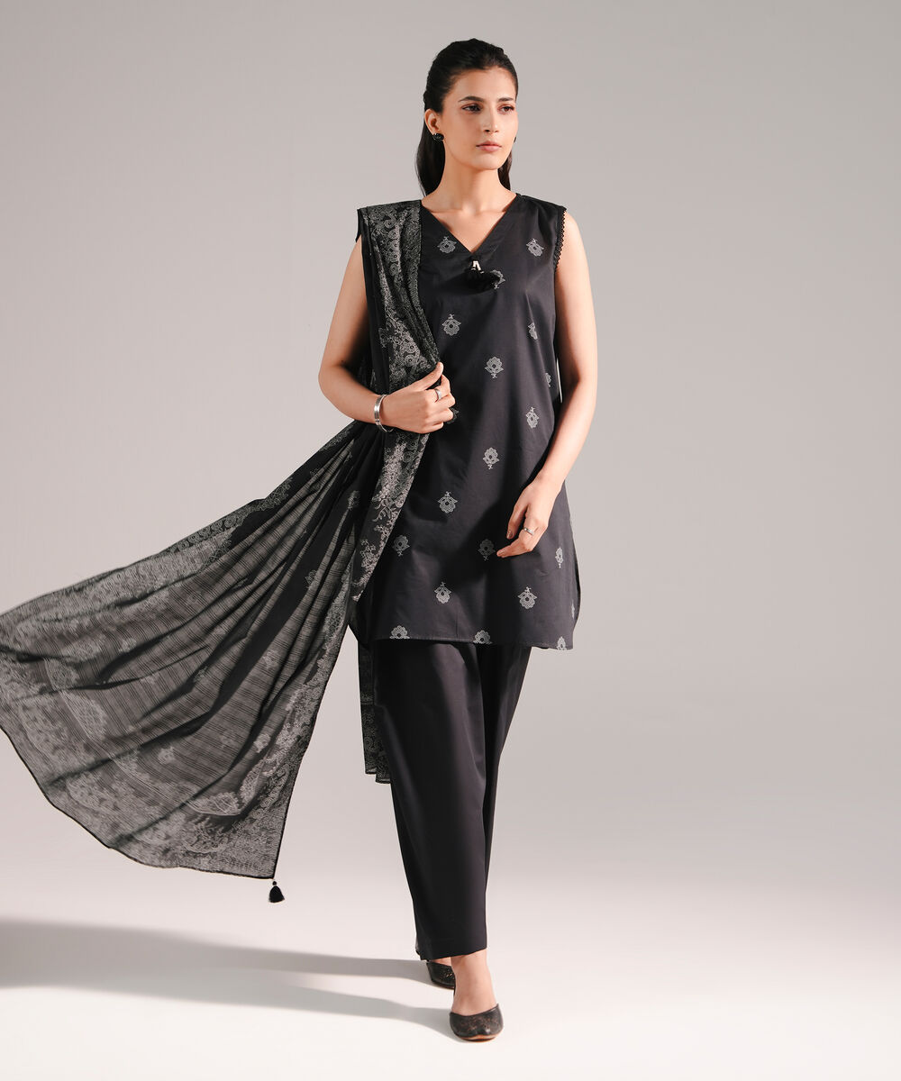 Lawn Printed Black Dupatta