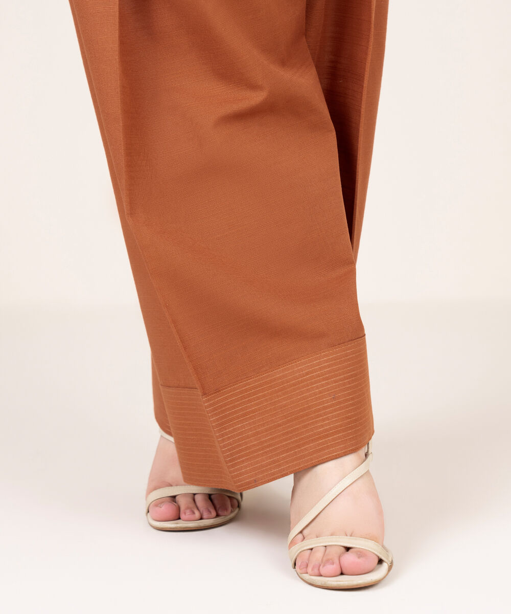 Women's RTW Cotton Solid Rust Shalwar