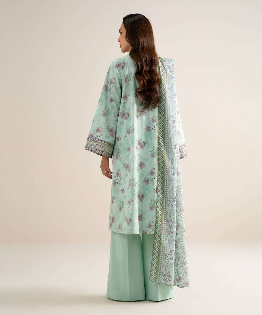 Women's Unstitched Lawn Embroidered Green 3 Piece Suit