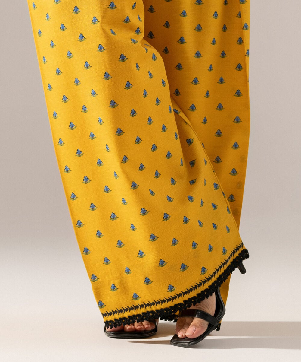 Women's RTW Printed Yellow Khaddar Farshi Shalwar