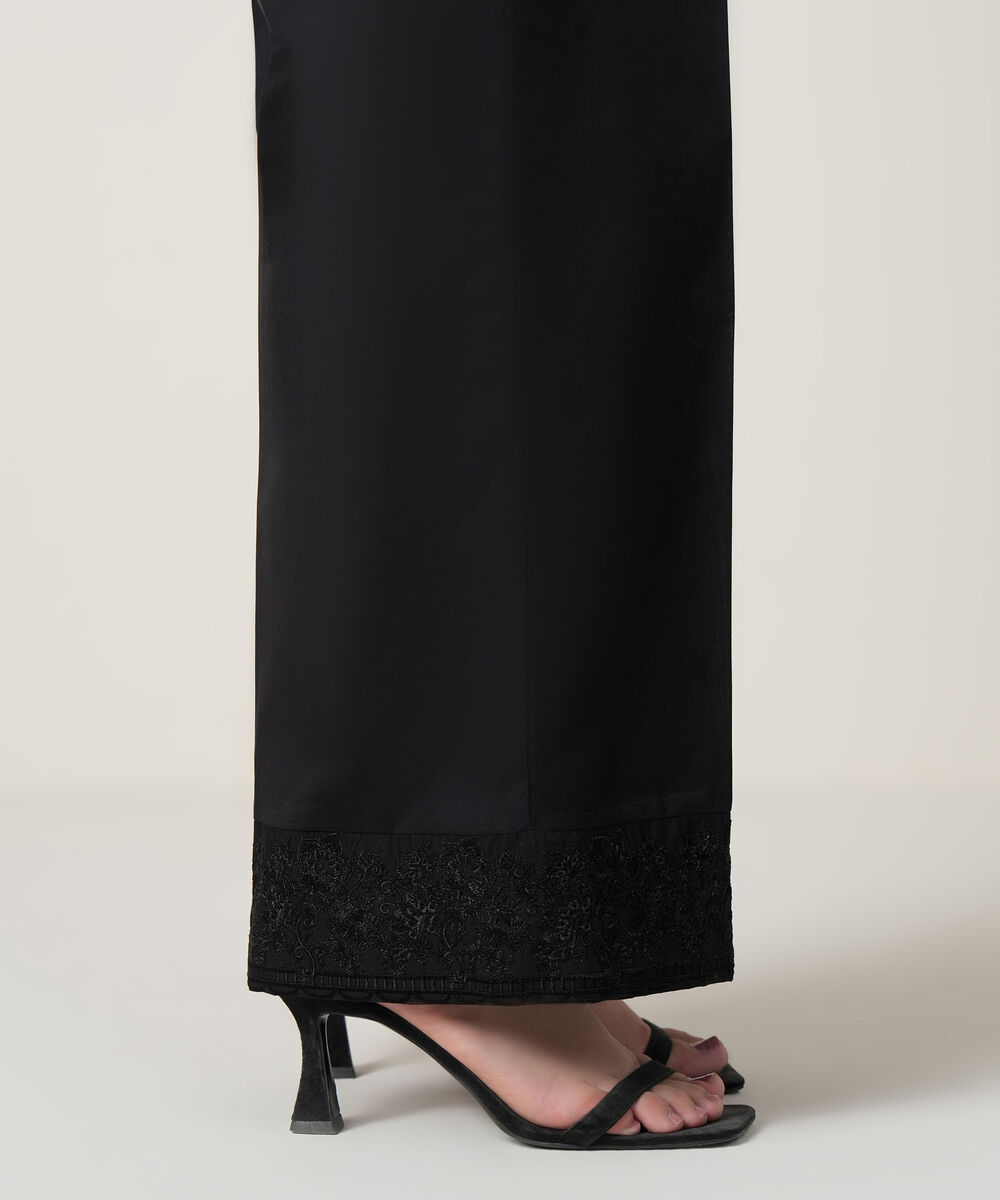 Women's RTW Cambric Black Embroidered Trousers