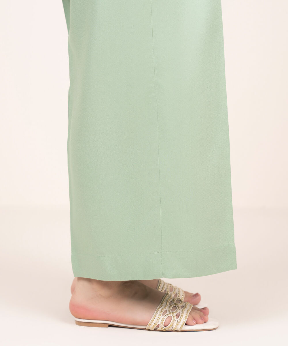 Women's RTW Dobby Mint Green Solid Wide Culotte