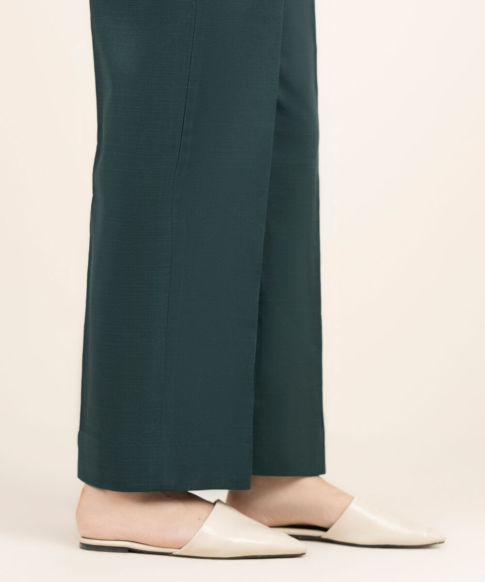 Women's Khaddar Printed Green Unstitched Trousers Fabric