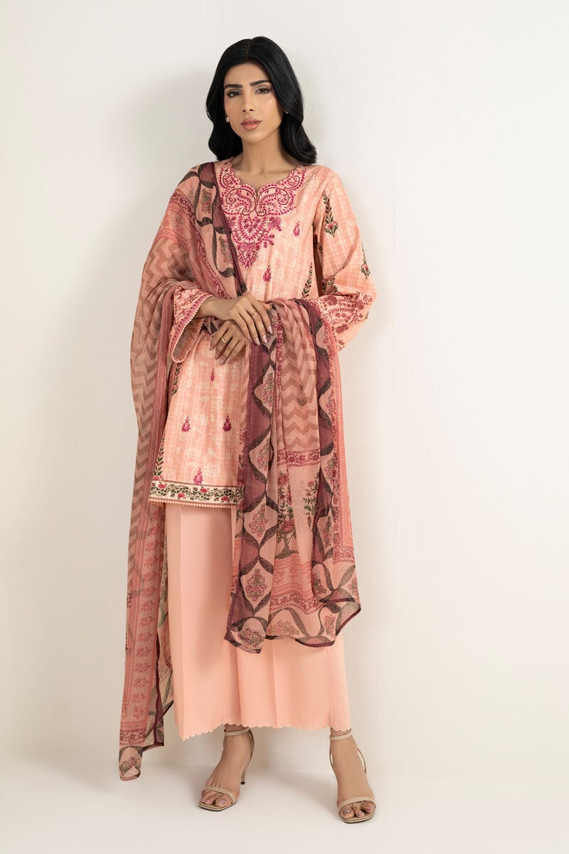 3 Piece - Embroidered Dobby Suit