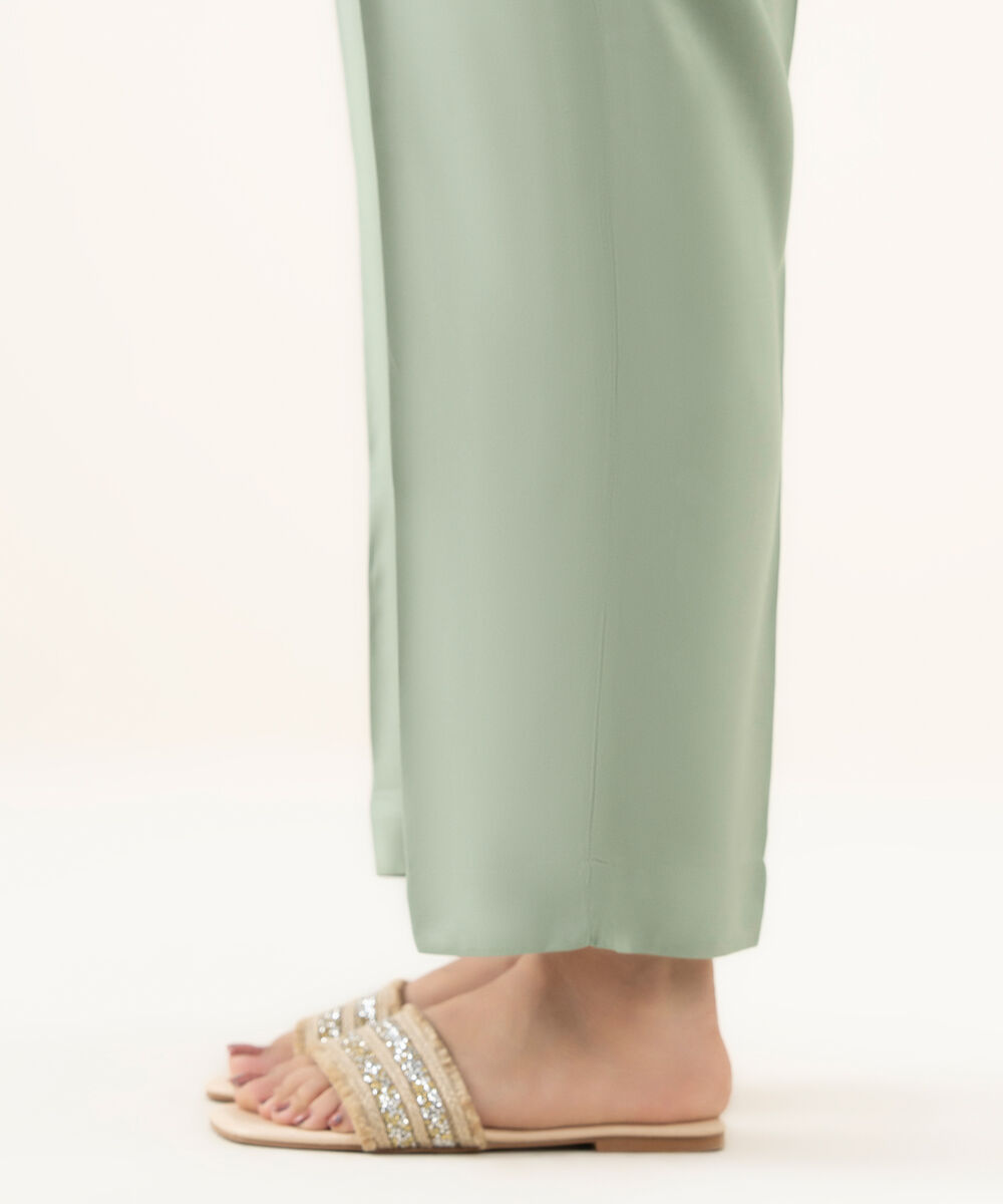 Women's RTW Linen Green Dyed Straight Pants