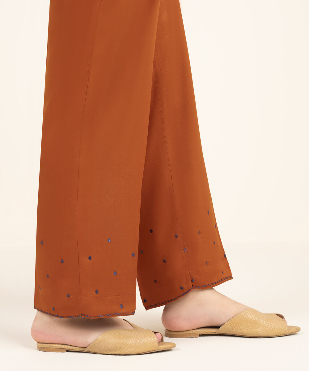 Women's RTW Bedford Embroidered Rust Straight Pants
