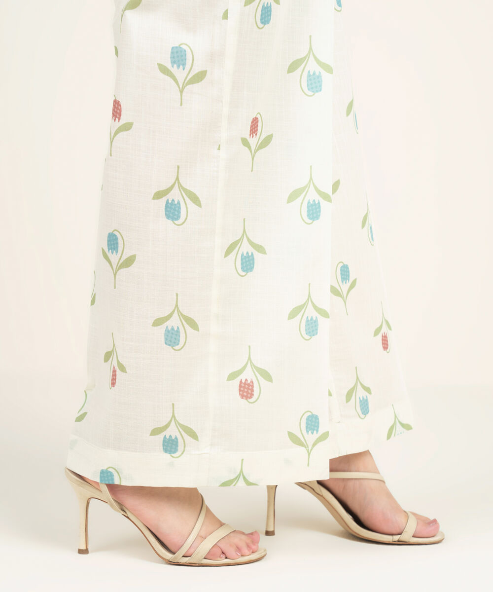 Women's RTW Crosshatch Printed Off White Culottes