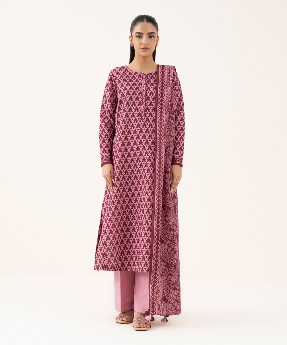 Women's Unstitched Light Khaddar Printed Multi Three Piece Suit