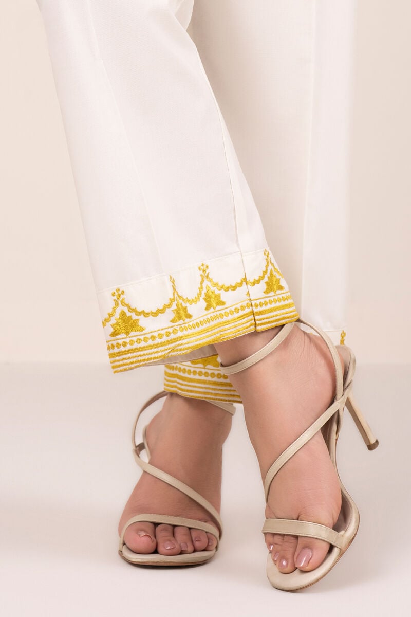 Embroidered Cambric Straight Pants
