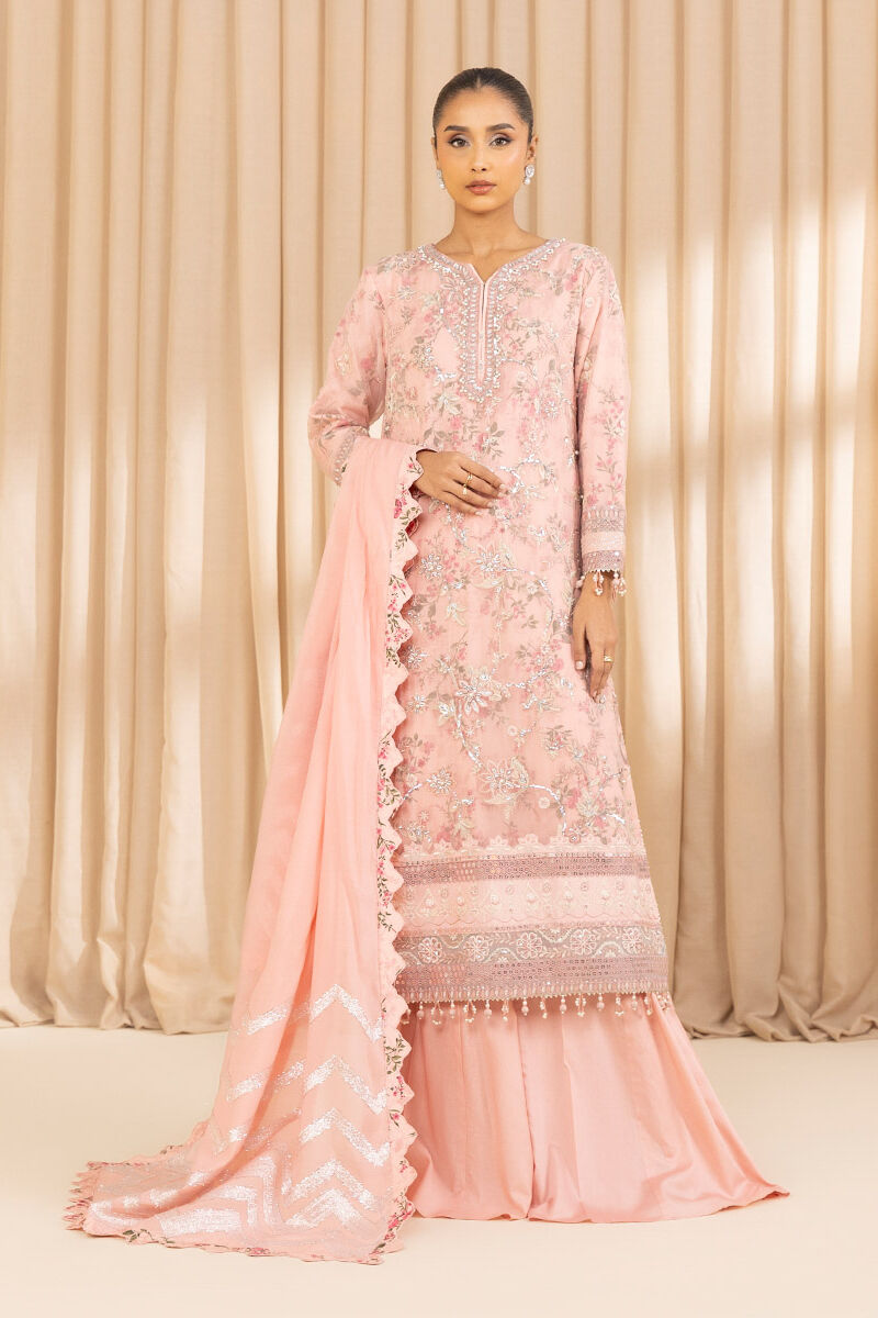 3 Piece - Embroidered Chiffon Suit