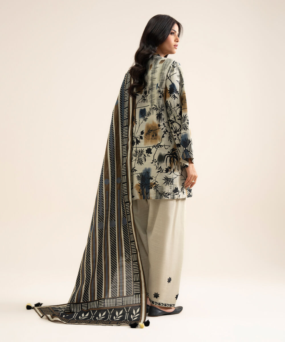 Women's Unstitched Light Khaddar Printed Multi 3 Piece Suit