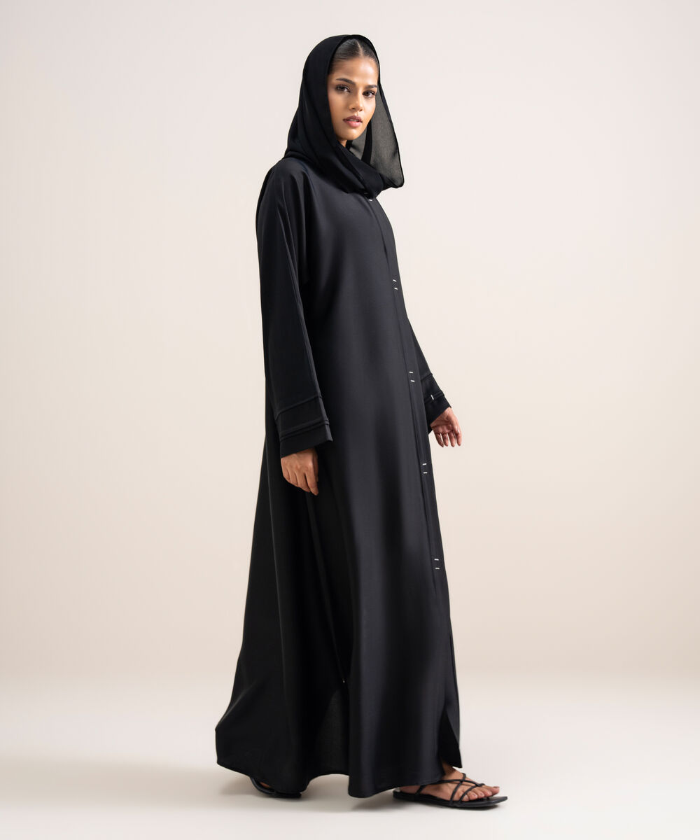 Women's Black Kimono Abbaya Set