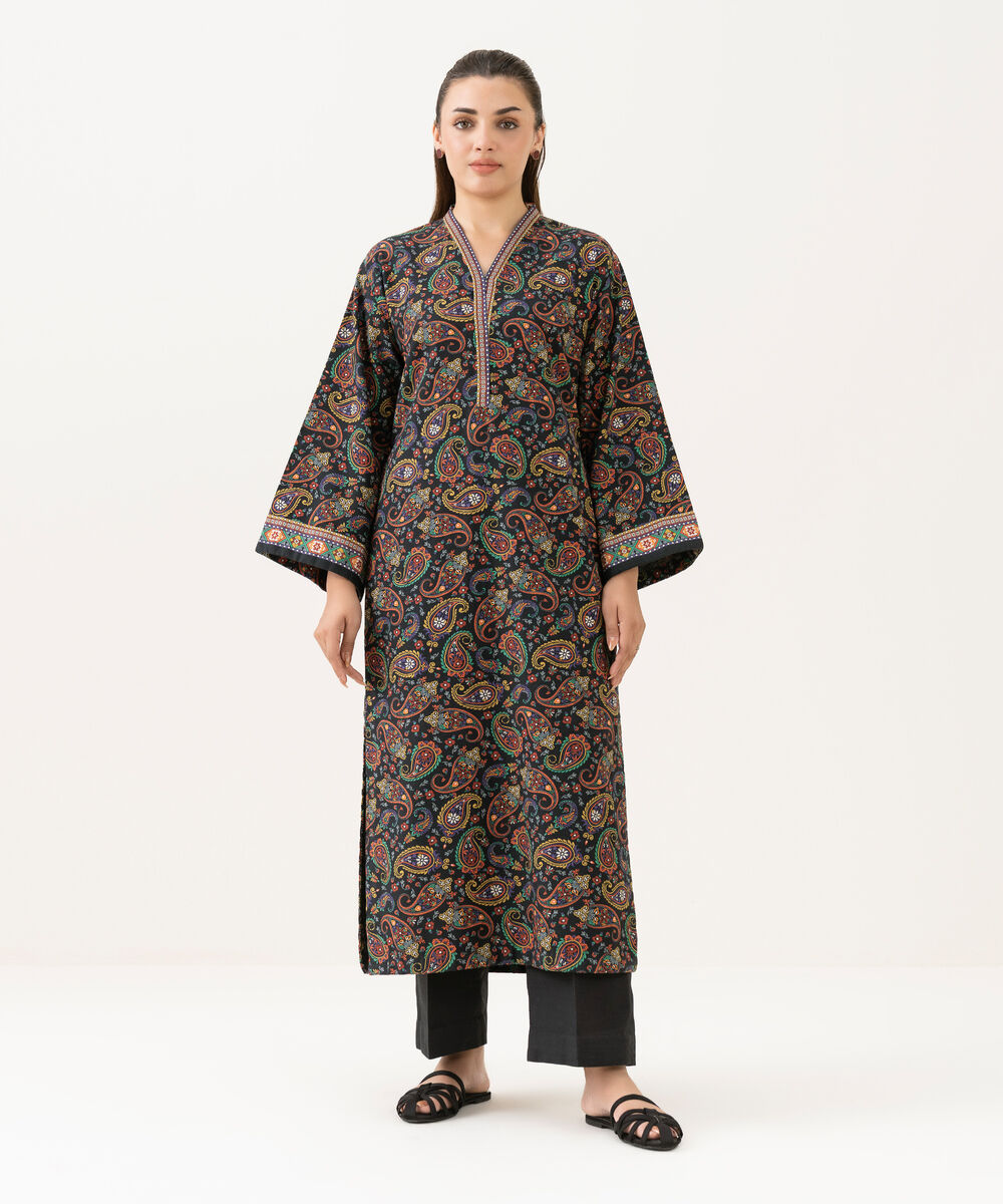 Women's Unstitched Cotton Printed Multi 2 Piece Suit