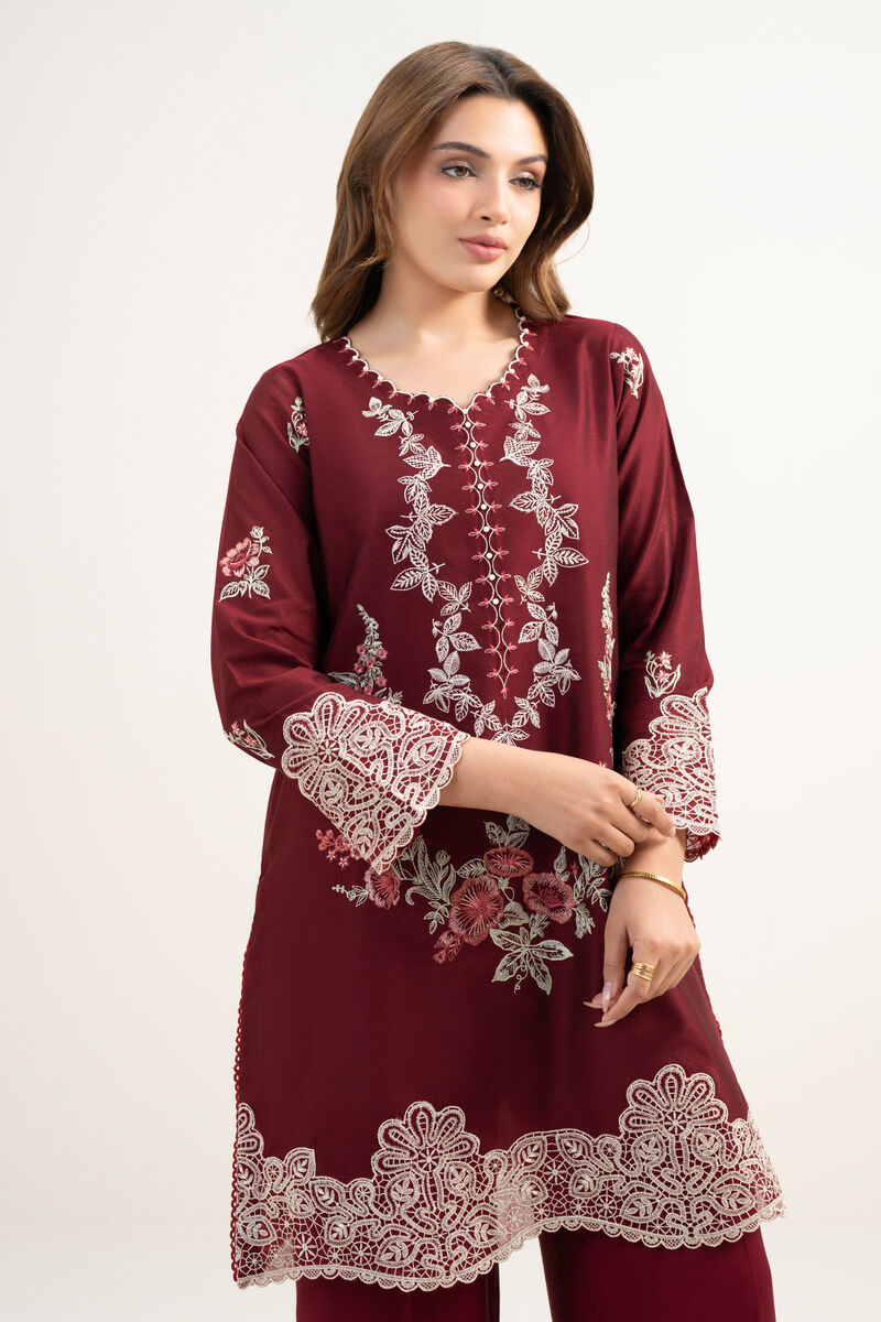 2 Piece - Emboidered Cotton Net Suit