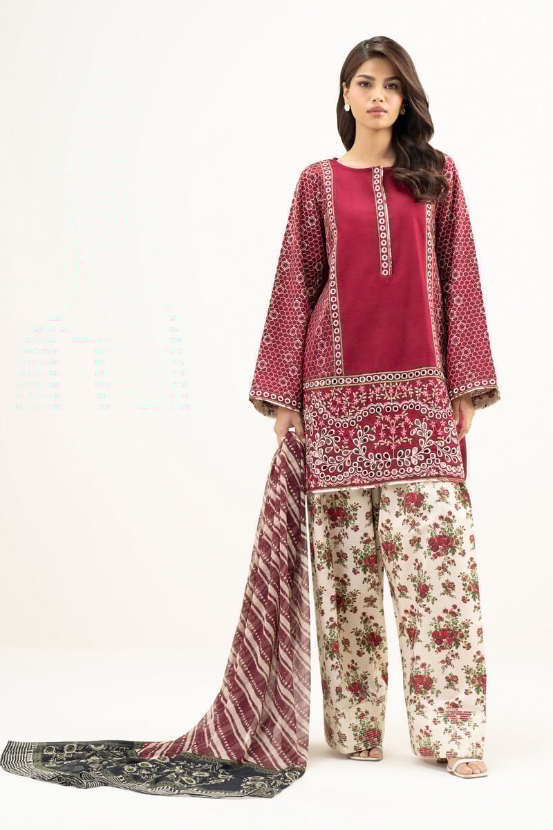 3 Piece - Embroidered Dobby Suit