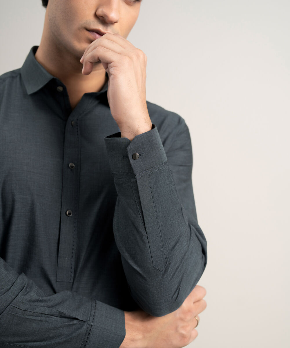 Men's Stitched Premium Yarn Dyed Cotton Blue Suit