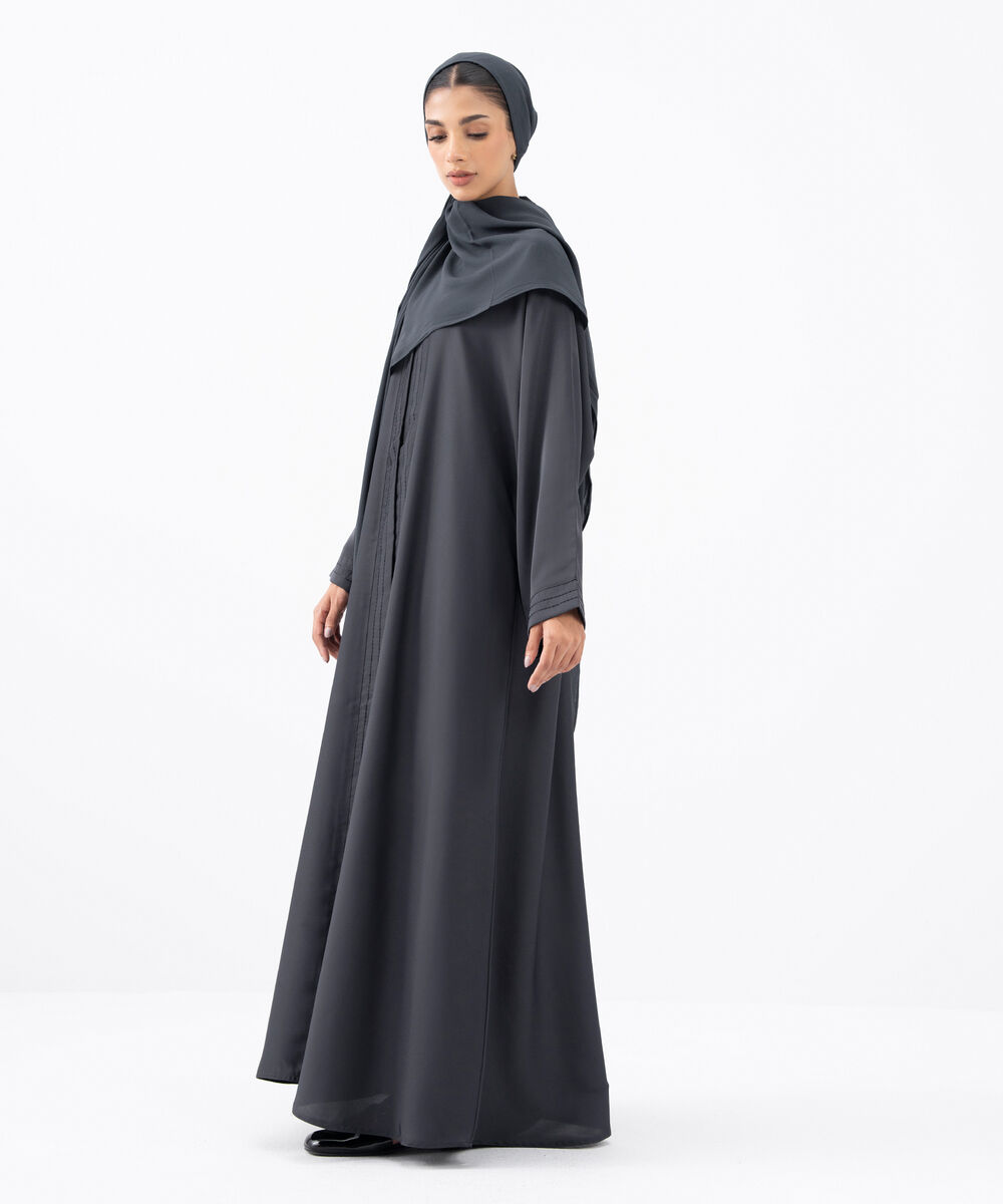 Women's Grey Polyester Abaya