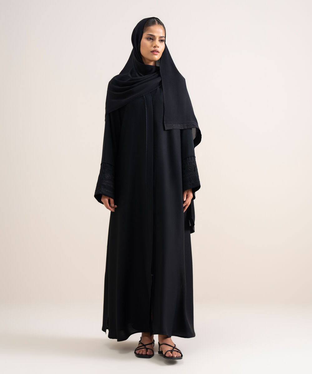 Women's Black Regular Abbaya Set