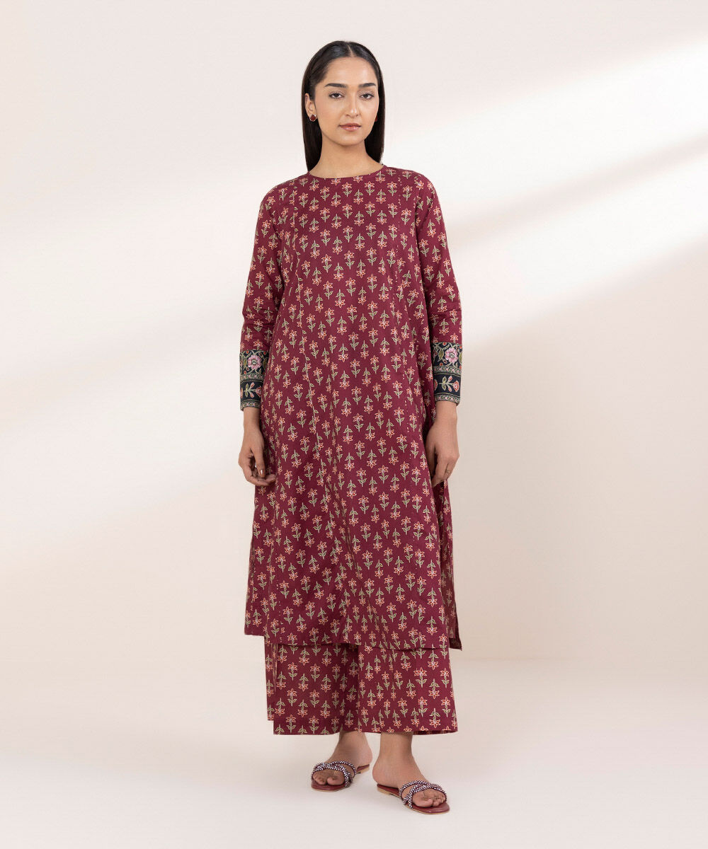 Women's RTW Lawn Red Printed A-Line Shirt