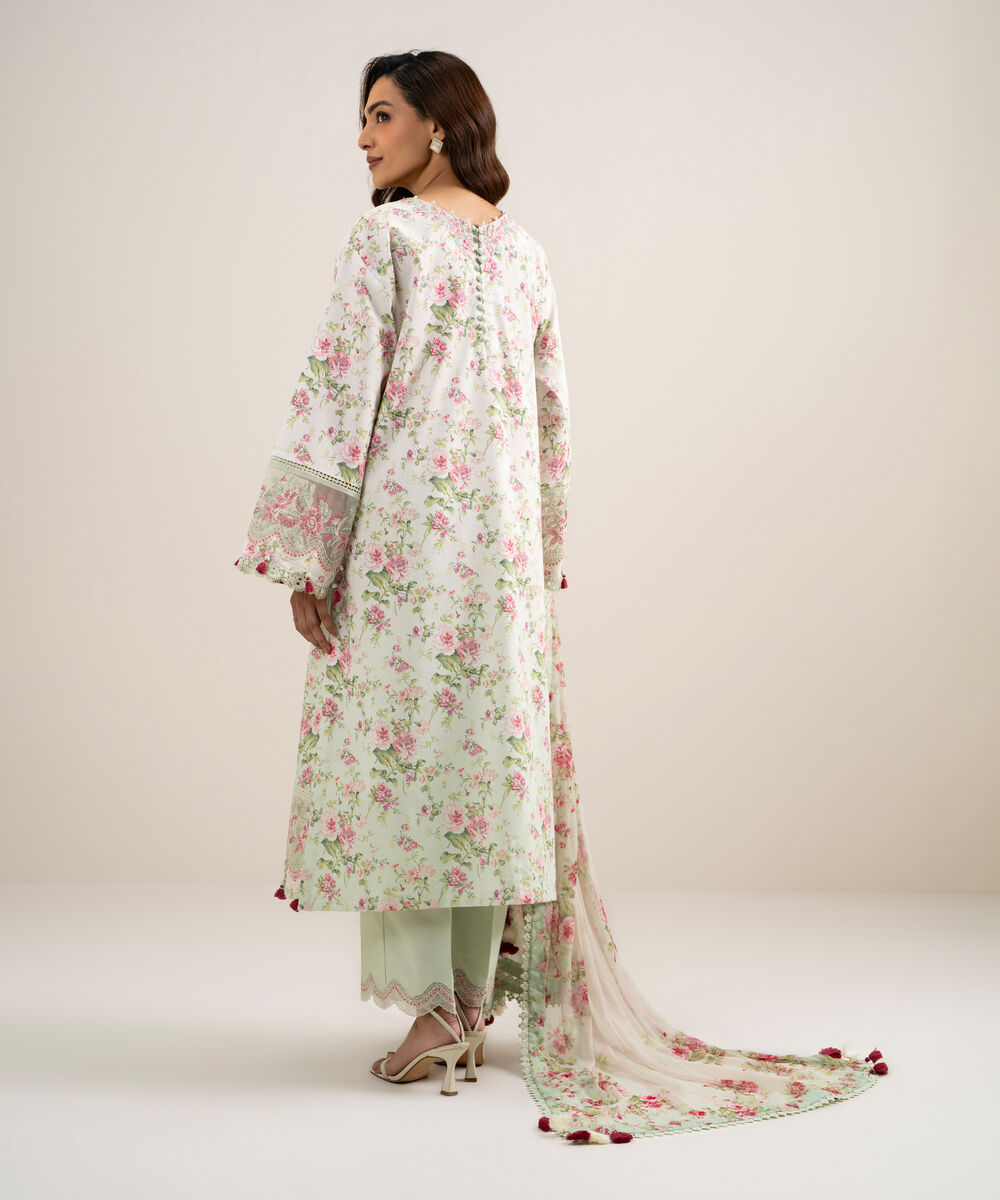 Women's Unstitched Lawn Embroidered Green