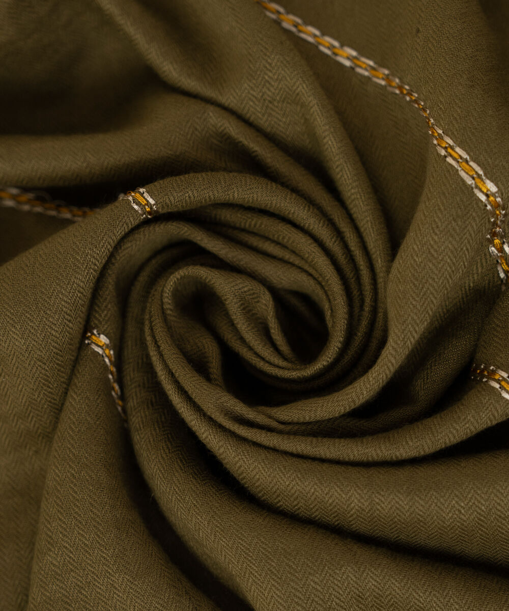 Embroidered Green Blended Shawl