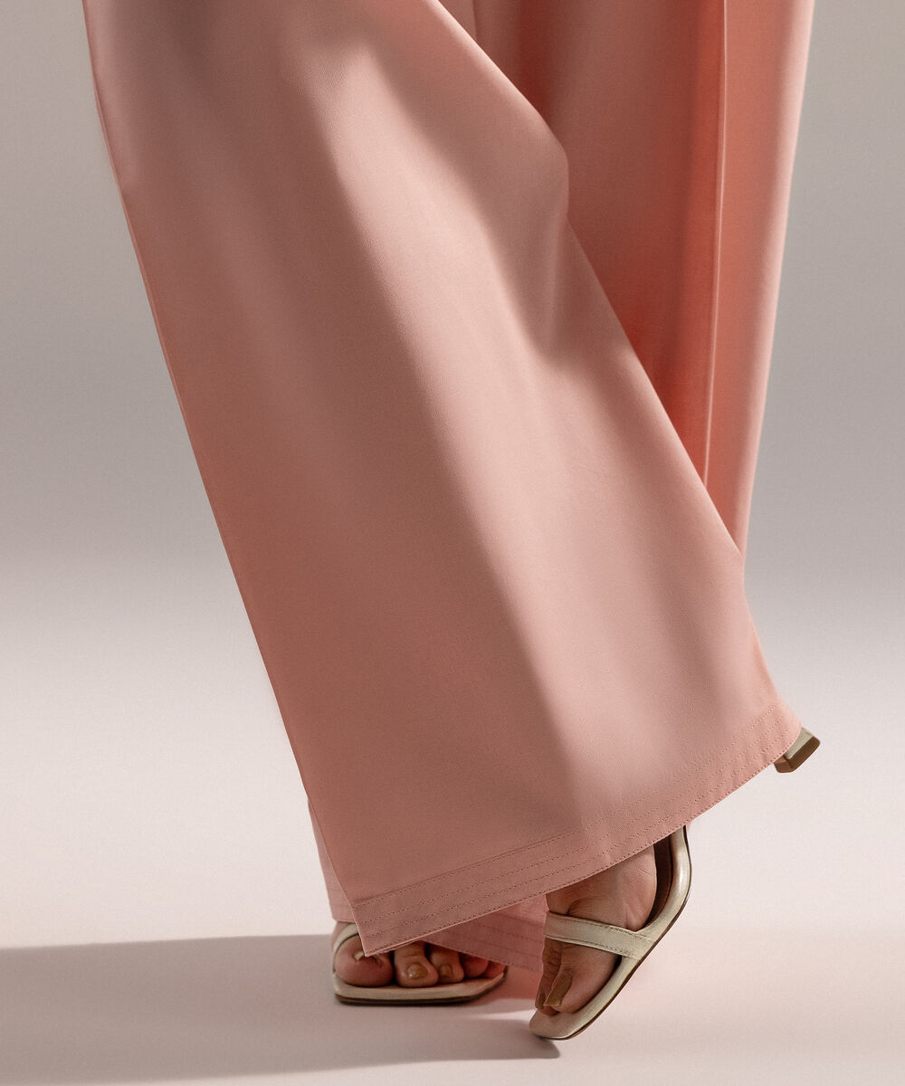 Women's RTW Cambric Solid Pink Farshi Shalwar