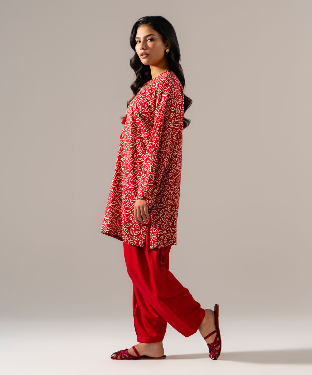 Women's RTW Viscose Marina Printed Red Straight Shirt