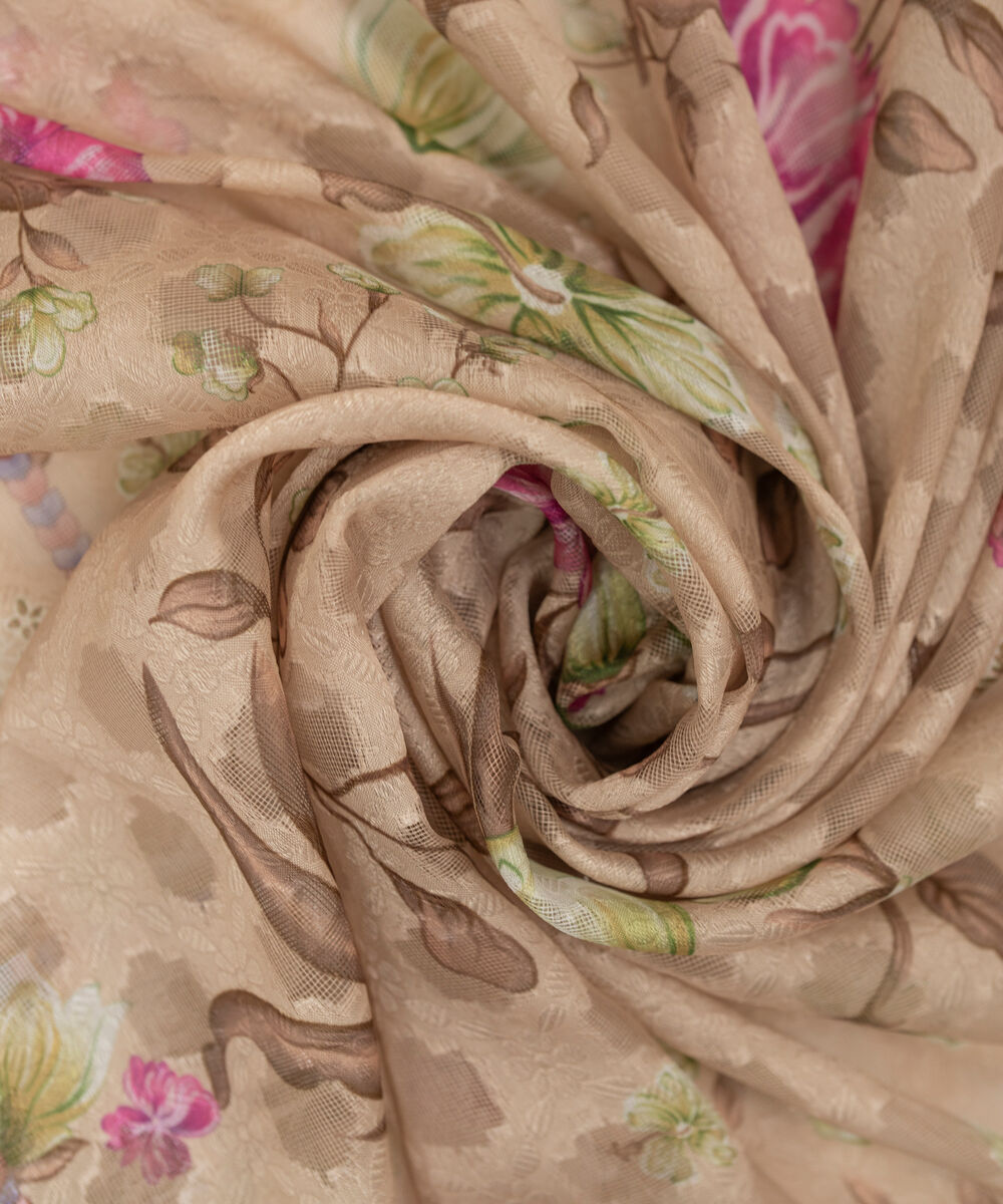 Brochea Jacquard Printed Beige Dupatta