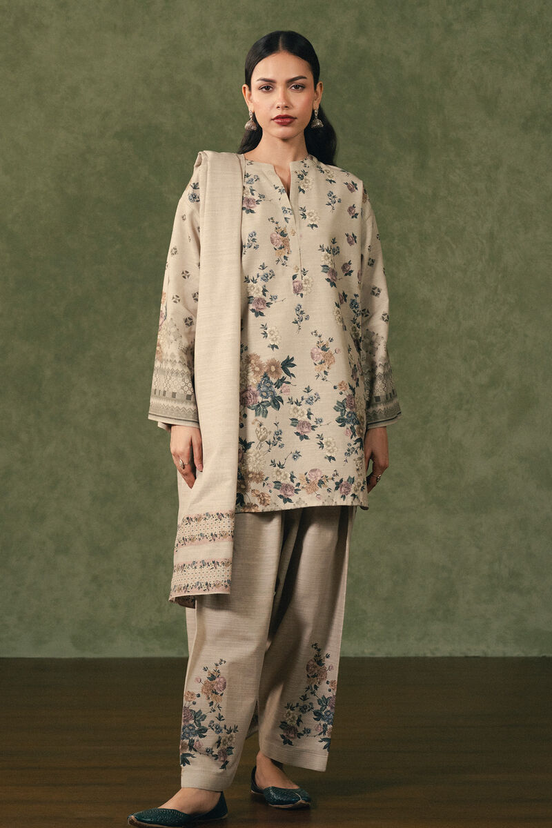 3 Piece - Printed Khaddar Suit