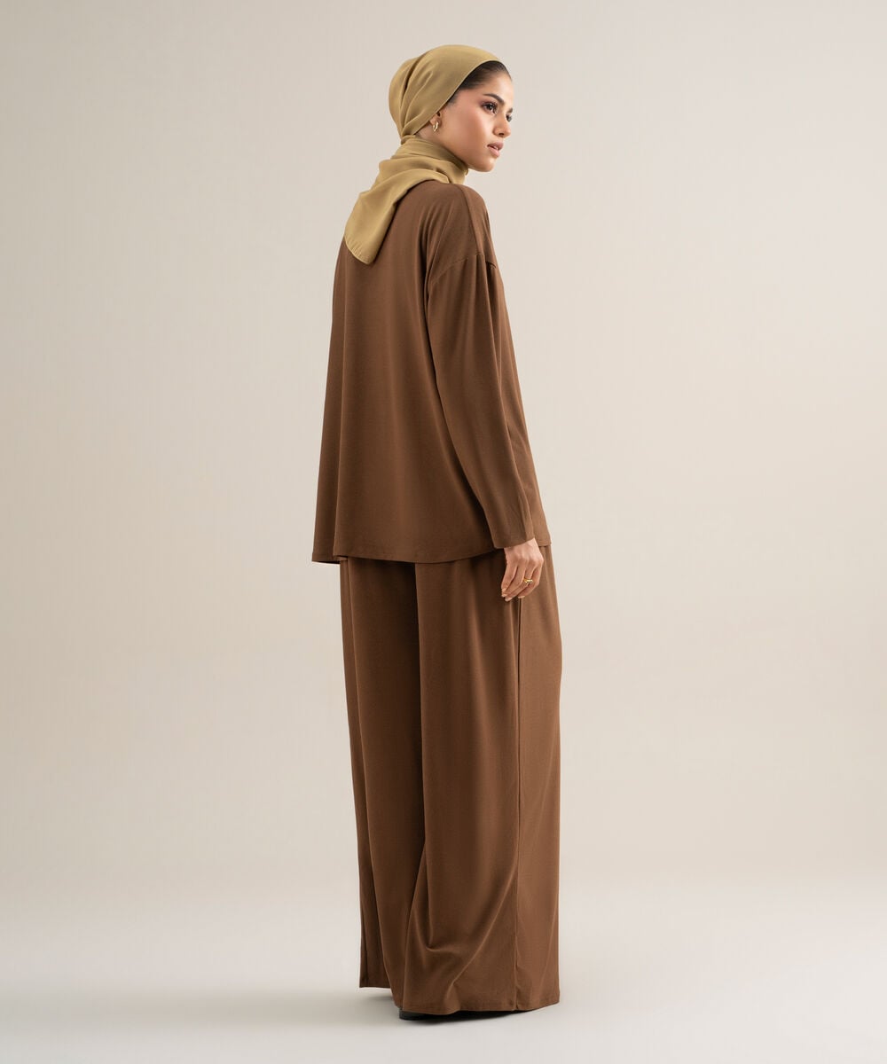 Women's Cotton Brown Jersey Knit Top