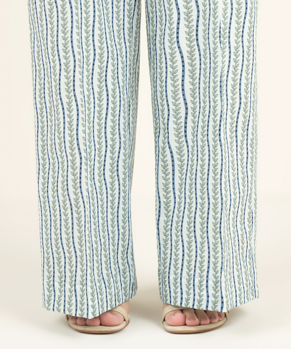Women's RTW Crosshatch Printed Ice Blue Culottes