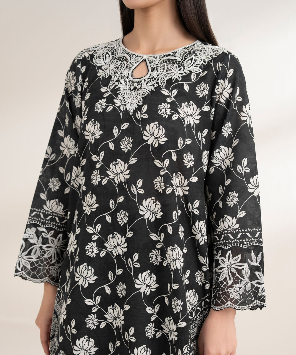 Women's RTW Khaddar Embroidered Black 3 Piece Suit