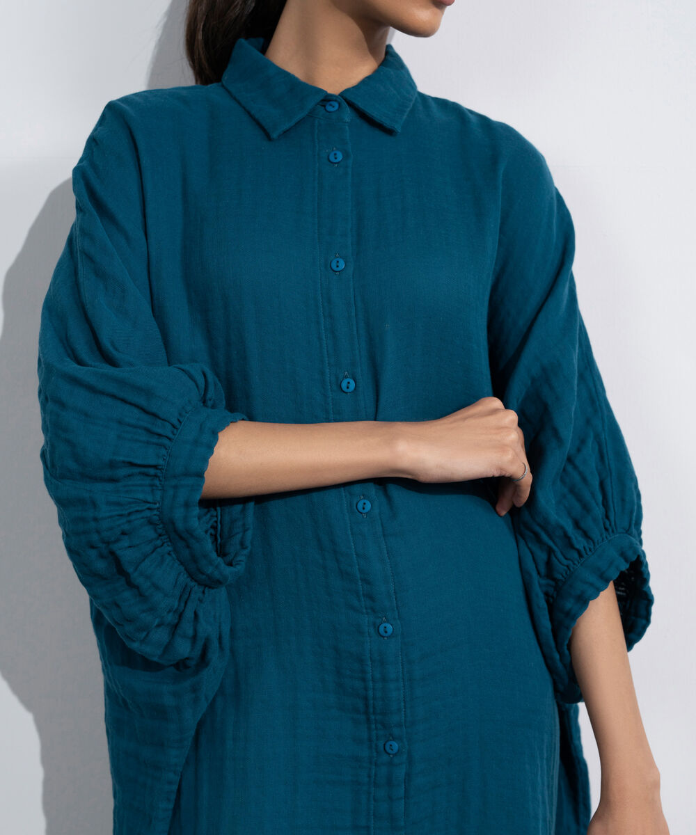 Women's Western Multi Batwing Sleeve Cotton Muslin Dress