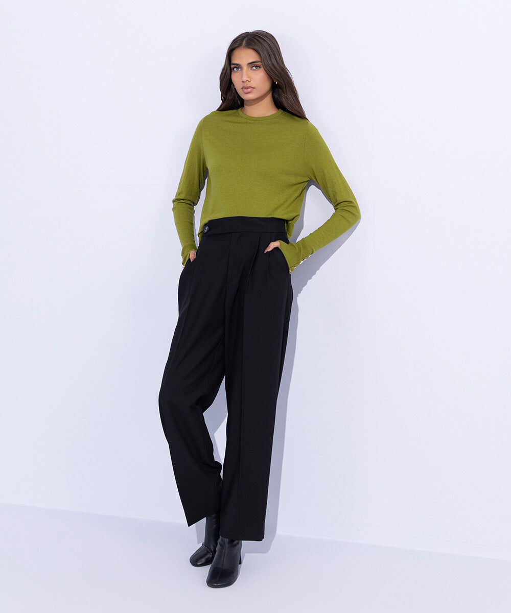 Woman - Black Tailored Slouchy Trousers